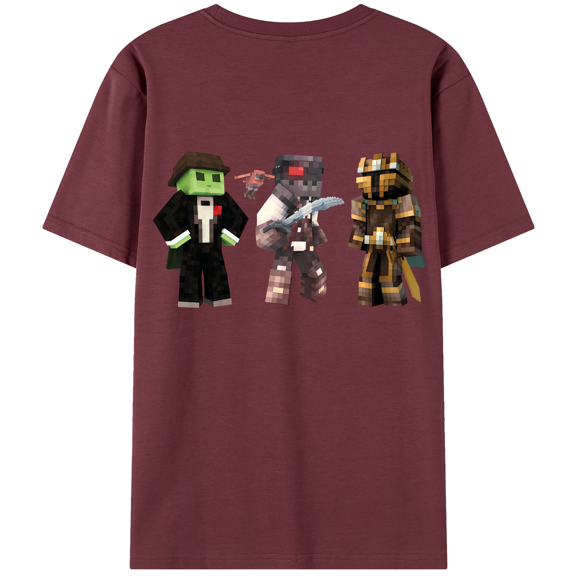 （画像用） マインクラフト ブロックの世界 Minecraft MC Block world 綿100％半袖Tシャツ（背面プリント）